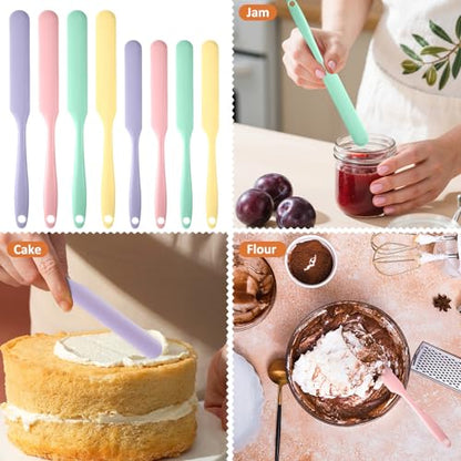 8 PCS Silicone Jar Spatula Kitchen Spatula with Long Handle for Jar