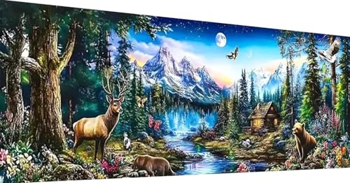 YALKIN Paint by Numbers Kit for Adults, Landscape Large Adults'paint-by-Number Kits on Canvas, DIY Acrylic Oil Painting by Numbers Kits, Perfect for Home Decor, Gifts 30x90CM /11.8x35.4in