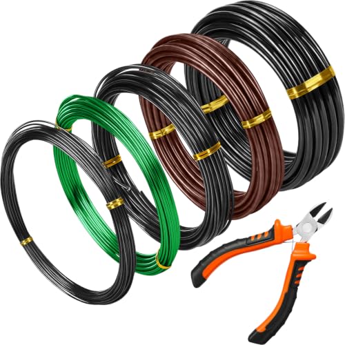 Mudder 5 Roll Bonsai Training Wire Aluminum 1/1.5/2/4/6mm Classic | Anodized Coating Resists Rust, 85 Ft for Branches, Includes Cutter, Flexible Cable Holds Shape, For Bonsai Tree Training - color: Classic, size: 1/1.5/2/4/6mm