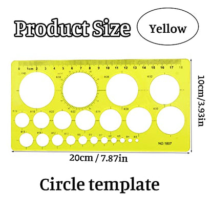LOKUNN Circle Template Circle Round Stencil Templates Round Hole | Multi-Function, Circle Template for Drawing Elliptical for Stencil Ruler School Office Supplies (Yellow) - color: 1 pcs yellow