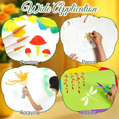 100 Pcs Small Stencils for Crafts, 2 Inch Reusable Cute Stencils for Painting on Wood DIY Craft for Drawing Templates Wall Home Decor Canvas Fabric (Flowers) - style: Flowers