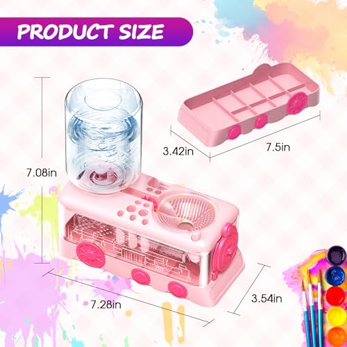 Upgraded Paint Brush Cleaner Tool,Brush Rinser Cup Painting Running Water Circulation Art Supplies for Acrylic,Watercolor and Water Based Creative Gift for Adult Artist Beginner and Painter - color: Pink2