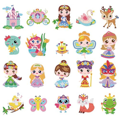 Labeol Diamond Art Kits for Kids Boys and Girls Ages 6-8-10-12 Easy to DIY Creative Diamond Art Sticker Craft by Numbers Kits for Kids and Adult Beginners (Princess) - style: Princess