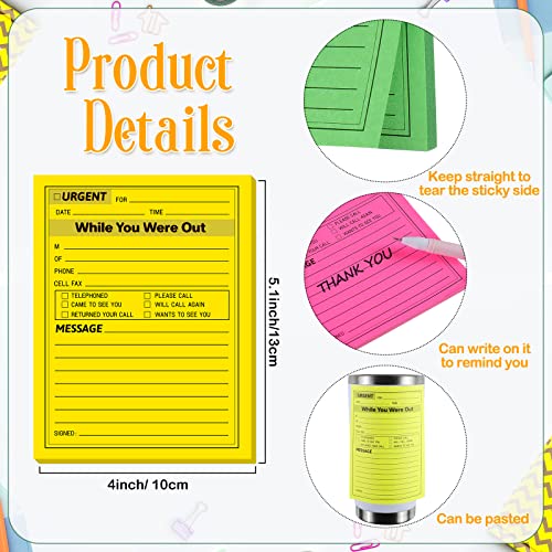 Eaasty 9 Pcs While You were Out Message Pad 4 x 5 Inch Phone Message Pads Messages Pack Assorted Color Adhesive for Office Supplies Work Call, 40 Sheets/pad(Fluorescent Colors) - color: Fluorescent Colors