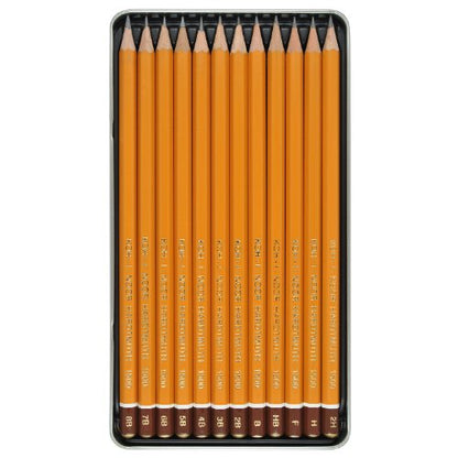 Koh-I-Noor Toison d'Or Graphite Pencil Artist Set, 8B-2H Degrees, 12 Pencils Per Tin, 1 Each (FA1502/11.12) - style: Artist Set in Tin