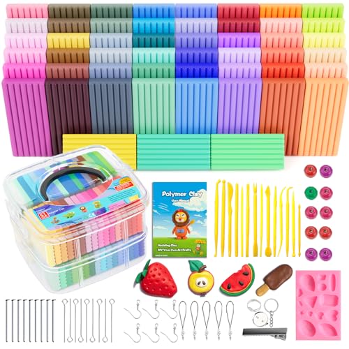 CiaraQ 51-Color Polymer Clay Oven Bake Modeling Kit - color: 51 Colors, size: 20g / pcs
