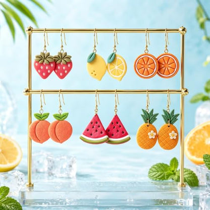10Pcs Fruit Clay Cutters for Earrings, Summer Polymer Clay Molds | Fresh Fruit Shapes For Creating Summer Earrings, Charms, Pendants, And Handmade Clay Accessories - color: Fruit