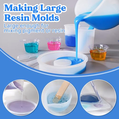 LET'S RESIN Silicone Mixing Cups, 600 ml and 100 ml, 2 Scales | Thick non-stick silicone cups feature two measurement scales and include a stirring stick for easy resin mixing and cleanup - size: 600ml-black