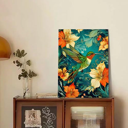 Reivworl Hummingbird Paint by Numbers Kit for Adults Beginner 16×20 inch | Hummingbird Paint by Number Kits 16×20 inch, Crafts on Canvas with Gifts. - color: 16-Hummingbird