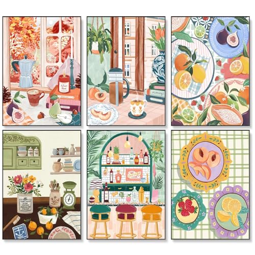Fountor 6 Pack Paint by Numbers Kit for Adults Beginner Coffee, 10x14 Inch - color: LKOP6P-8