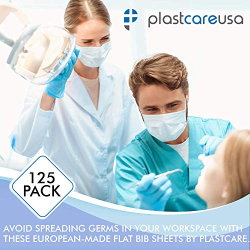 Disposable Dental Bibs 13"x18" (125 Pack) - 3 Ply Waterproof Tattoo Bib Sheet for Patients - Dentist or Medical Tray Cover and Nail Table Cover Supplies, Blue - color: Blue
