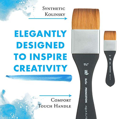 Princeton Aqua Elite, Series 4850, Synthetic Kolinsky Watercolor Paint Brush,Mottler, 1-1/2 Inch - size: Size 1-1/2