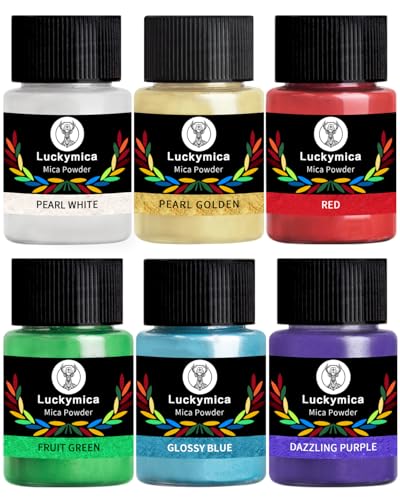 Mica Powder, 6 Colors Pearlescent Pigment Powder for Epoxy Resin, 60g Pearl Pigment Set for Soap Making, Bath Bomb, Candle Making, Art Crafts, Lip Gloss, Nail Polish, Dye - The Classics - color: 6 Colors-The Classics