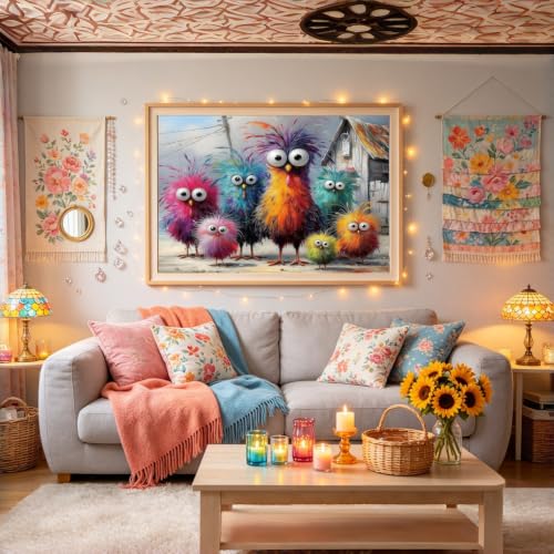 Funny Chicken Paint by Numbers Kit On Canvas for Adults Beginners 16x20In - color: PB502-1