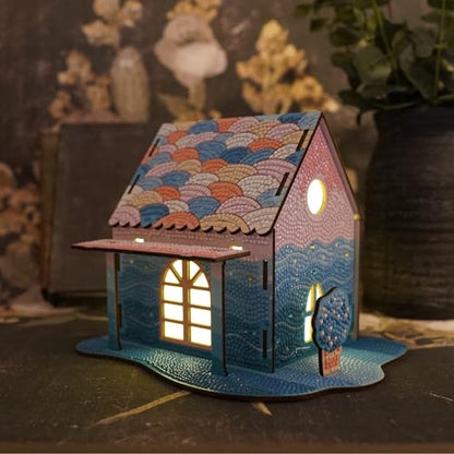 3D Diamond Painting Cabin Kit – DIY Full Drill Miniature House Craft with Rhinestones, Decorative Building Set for Adults & Teens (Mermaid Rainbow Cabin) - style: Mermaid Rainbow Cabin