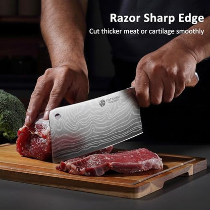 YOTSUBA 7 Inch Cleaver Knife with Full Tang Rosewood Handle - style: 7 inch cleaver knife