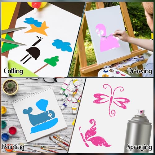 100 Pcs Small Stencils for Crafts, 2 Inch Reusable Cute Stencils for Painting on Wood DIY Craft for Drawing Templates Wall Home Decor Canvas Fabric(Animals) - style: Animals