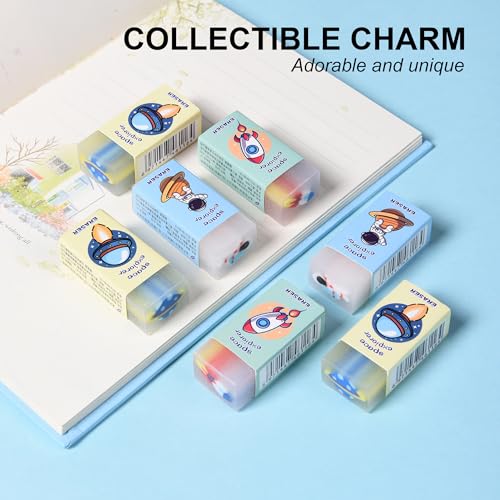 18Pcs Cute Outer Space Themed Erasers for Kids Bulk, Kawaii Fun Pencil Jelly Erasers for School Classroom Supplies Prize Gifts Party Favors - style: SPACE