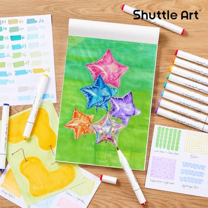 Shuttle Art Marker Pad,11.69”x8.27” Portable A4 Sketchbook, 60 Sheets Drawing Paper, 98LB/160GSM Smooth Surface Bleedproof Art Paper, Glue-Bound, Great for Beginners to Draw, Paint & Sketch - size: 11.69x8.27 inch