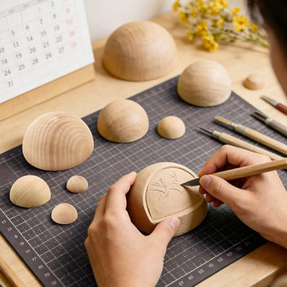 8 Pcs Half Round Pottery Tools Set, 8 Sizes Wooden Hemisphere Ceramic Top Tool, Pottery Plate Press Tool Clay Tools for Making Ceramic Bowls and Plates