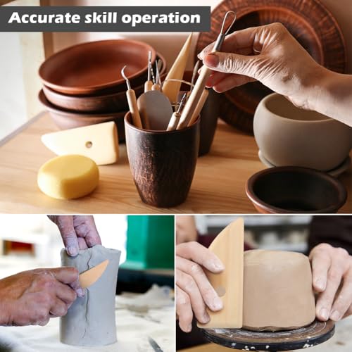 Clay Tools Kit, 42 PCS Pottery Tools Polymer Clay Sculpting Tools Kit, Ceramic Tools for Stippling, Pottery Craft, Dotting, Carving, Modeling, Shaping