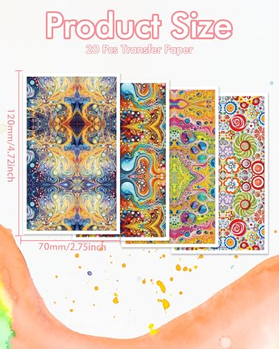 Puocaon Abstract Clay Transfer Paper - 20 Sheets Polymer Clay Transfer Sheets for Earrings Featuring Colorful Abstract Ink Art, Transfer Paper for Polymer Clay Jewelry - color: abstract