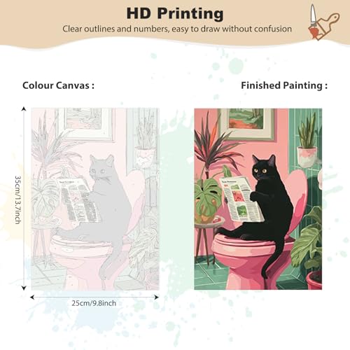 EOBROMD Framed Paint by Numbers Kits for Adults with Wooden Easel, Cat DIY Paint by Numbers Kits for Beginner, Painting on Stretched Canvas, Oil Crafts Home Decor Gift 10x14 Inch - color: LG055