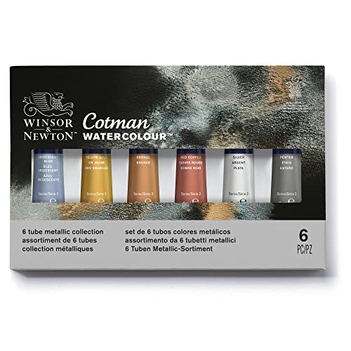 Winsor & Newton Cotman Watercolor Paint Set, 6 x 8ml Tube Metallic Colors - style: 6 Tube Set Metallic 8ml