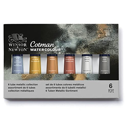 Winsor & Newton Cotman Watercolor Paint Set, 6 x 8ml Tube Metallic Colors - style: 6 Tube Set Metallic 8ml