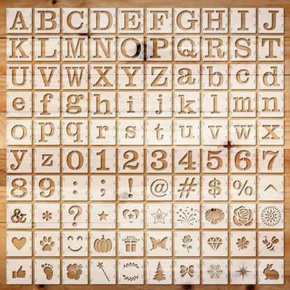 Fainne 100 Pcs 2 Inch Alphabet Stencils Small Stencils for Painting | Reusable Craft Stencils, DIY Scrapbook, Wood Wall Fabric Rock Chalkboard Sign Painting, Home Art Decor Projects - style: Alphabet Style