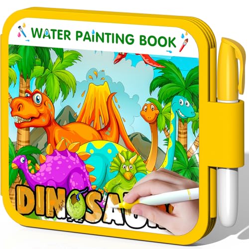 ZHOC Reusable Water Painting Books for Kids – Magic Water Reveal Coloring Books with Water Pens (Dinosaurs) No-Mess Coloring Book Fun Travel Activity for Ages 3 4 5 6 7 8 - color: Dinosaur