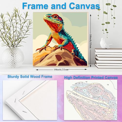 Artunion Framed Paint by Numbers Kit for Adults Beginners & Kids Ages 8-12,Lizard Paint by Number with Frame,Animal Paint by Numbers Kit on Canvas 10 * 10 Inch Without Easel - color: ZXT-393-F