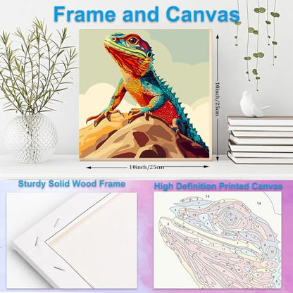 Artunion Framed Paint by Numbers Kit for Adults Beginners & Kids Ages 8-12,Lizard Paint by Number with Frame,Animal Paint by Numbers Kit on Canvas 10 * 10 Inch Without Easel - color: ZXT-393-F