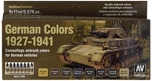 Vallejo - German Colors 1927-1941 Acrylic Paint Set | Model Air | AFV Color Series Kit for Historical Reenactments with Artist-Quality Pigments | 8 Bottles x 17 ml (0.57 fl.oz.) - style: German Colors 1927-1941