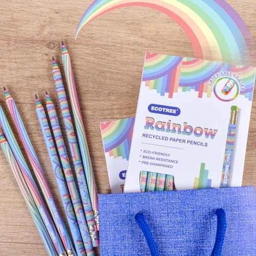 ECOTREE Pre-Sharpened Rainbow Pencils #2, Back to School Supplies, 12 Count