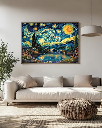 Starry Night Diamond Art Kits for Adults, Van Gogh Diamond Art 12X16 Inch - color: Landscape 02