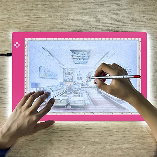 XIAOSTAR Light Box Drawing Pad, Tracing Board with Type-C Charge Cable and Brightness Adjustable for Artists, AnimationDrawing, Sketching, Animation, X-ray Viewing (A4-P-Pink-New)