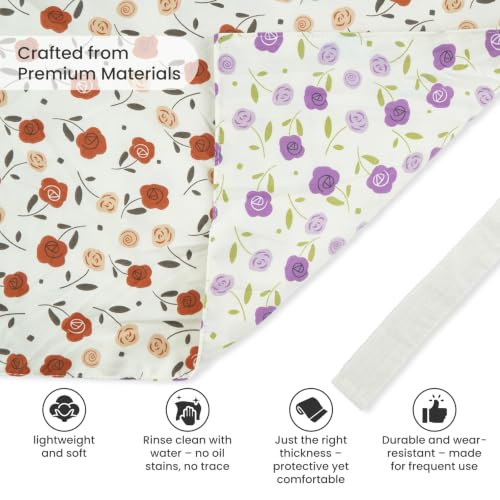 Aoomzoon Kitchen Aprons for Women with 2 Pockets,Double Sided Vintage Adjustable Apron for Gardening Cooking Arting Painting - color: Orange/Purple