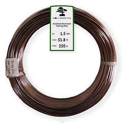 Anodized Aluminum 1.5mm Bonsai Training Wire 250g Large Roll (170 feet) - Choose Your Size and Color (1.5mm, Brown) - color: Brown, size: 1.5mm