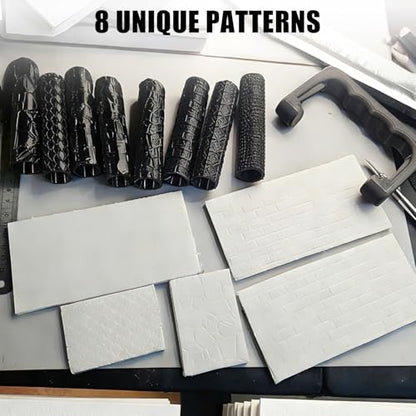 9 Pcs Texture Rollers Set, Clay Texture Roller with Handle, Pottery Tools for Desktop Ornaments, Miniature Models, Pottery