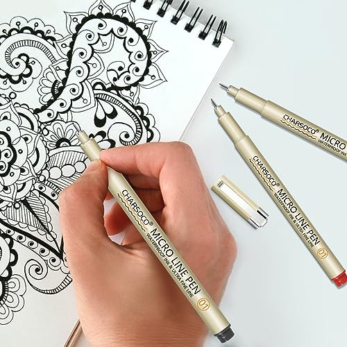 01 Micro Pen, Waterproof Archival Ink, 0.25mm Fineliner Ink Pens for Artist Illustration, Sketching, Anime, Manga, Technical Drawing and Scrapbooking, Fine Point Pen with 24 Colors - color: 24 Colors