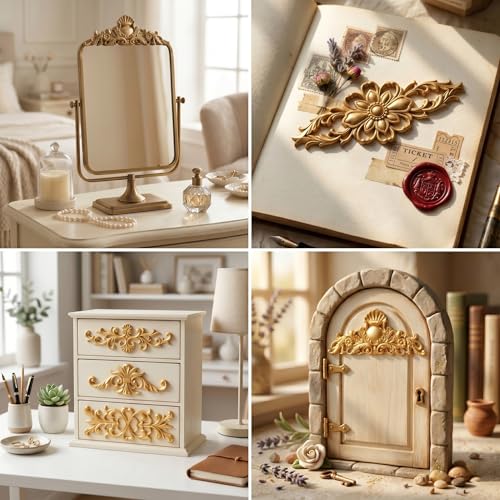 Baroque Silicone Mold Baroque Scroll Relief Polymer Clay Molds | Baroque Curlicues Scroll Lace Mold DIY Craft Epoxy Resin Casting Air Dry Polymer Clay Jewelry Making Crafts Tools - color: Style A