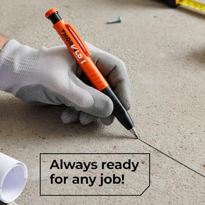 THORVALD New 3-in-1 Carpenter Pencils with Finger Grip for Construction - Incl. 7 Leads + Sharpener - Solid Mechanical Pencils with Fine Point/Best Marking tools Construction/Carpenters/Scriber