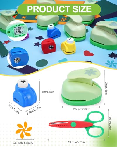 UCEC Paper Punches for Crafting, 3 Pcs Craft Scissors Decorative Edge - style: 6 Different Punch & 4 Mini Punch & 3 Craft Scissor