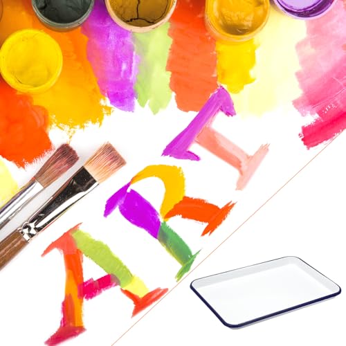 HARFINGTON Butcher Tray Palette 13.4" x 9.4" (34cm x 24cm) Metal Triple Enamel Coated Rectangular Tray Holder Artist Painter Painting Tool for Art Paint Acrylic Watercolor Mixing - size: 13.4" x 9.4"