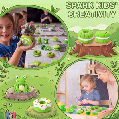 VioraWhite 100 Pcs Air Dry Clay Bulk Modeling Clay for Kids Lightweight Foam Modeling Clays DIY Molding Clays for Kids Adults Crafts Gifts School Project Supplies (Green) - color: Green