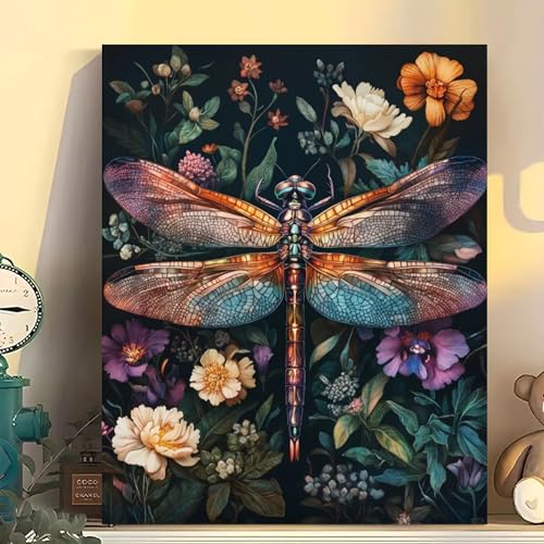 Dragonfly Paint by Numbers Kit for Adults Beginner 16x20inch(Without Frame) - color: MT22774-US