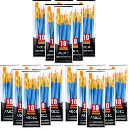 60 Pcs Acrylic Paint Brush Set, Oil & Watercolor - Professional Artist Brushes with Wooden Handle Nylon Hair Brushes - Bulk Art Supplies for Adults, Kids & Beginners (Pack of 3) - size: 60pcs (Pack of 3)