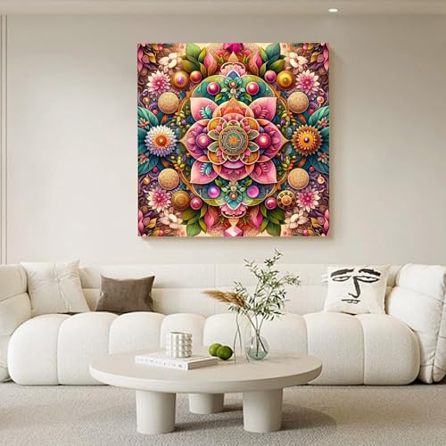 EIBEILI Diamond Art Kits for Adults Mandala Flower Diamond Painting Kits | Round Drill Mandala Diamond Painting for Adults DIY Rhinestone 5D Diamond dots(Gemstone Craft)Home Wall Art Gift 12x16IN - color: DP03797