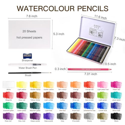 rubens 59 PCS Artist Watercolor Pencils Kit for Adult Drawing - size: 1 Count (Pack of 59)